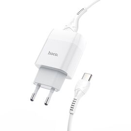  СЗУ HOCO C72A Glorious, 1USB, 2,1А + Type-C (белый) 