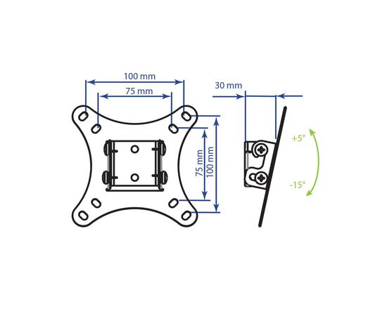  15"-32" Кронштейн Kromax VEGA-6 new Наклонный черный  макс.20кг 